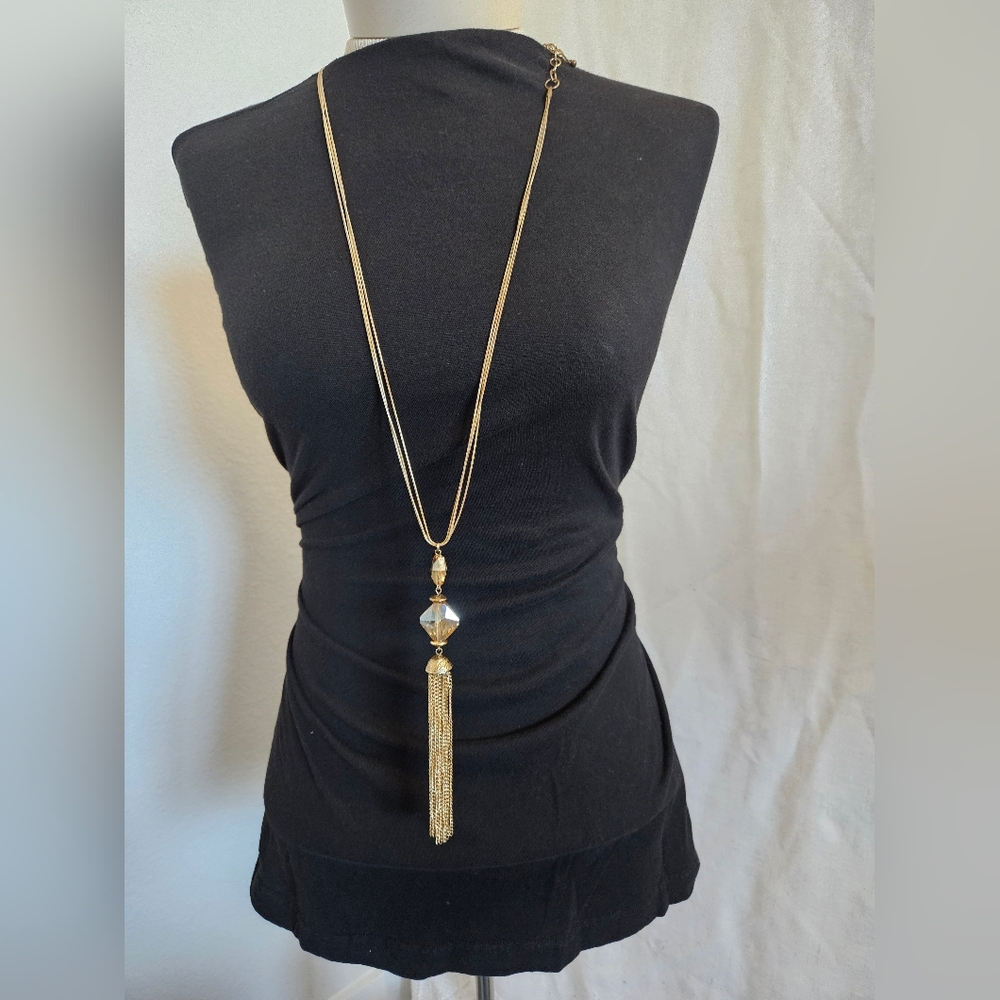 Elegant Gold, Boho Style Tassel Necklace, On A 36"chain